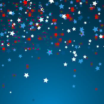 Celebration confetti in national colors of USA. Holiday confetti in US flag colors. 4th July independence day background vector