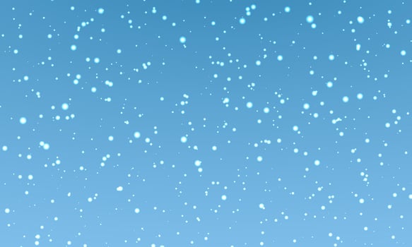 Christmas snow. Falling snowflakes on blue background. Snowfall. Vector illustration