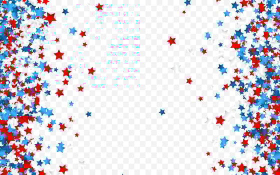 Celebration confetti in national colors of USA. Holiday confetti in US flag colors. 4th July independence day background vector