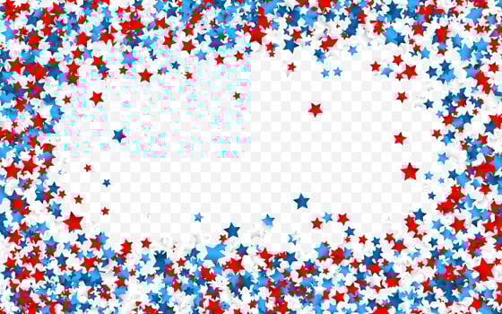 Celebration confetti in national colors of USA. Holiday confetti in US flag colors. 4th July independence day background vector