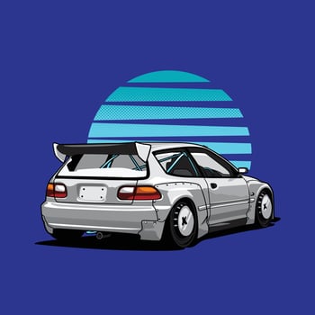 Retro iconic Japanese drifting car in illustration vector