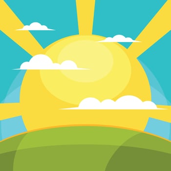 Sunrise Behind The Hill, Isolated Background. vector