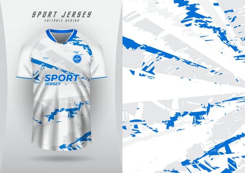 Background for sports jersey, football shirt, running shirt, racing shirt, blue white grunge pattern. vector