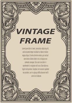 Isolated frames in baroque antique style. engraving ornament frames. vector