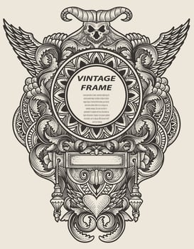Isolated frames in baroque antique style. engraving ornament frames. vector