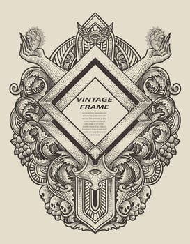 Isolated frames in baroque antique style. engraving ornament frames. vector