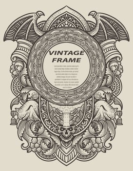 Isolated frames in baroque antique style. engraving ornament frames. vector