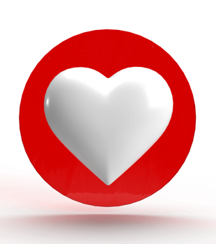 Heart love white circle round red pink orange color symbol sign decoration ornament like favorite icon banner sign social media internet network button marketing technology digital message.3d render png