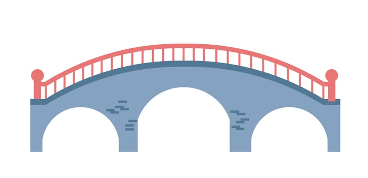 Brick and concrete old bridge, city infrastructure vector