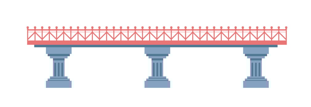 Simple bridge with pillars base and railing vector