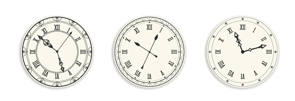 Old clocks and watches with vintage look design vector