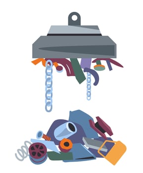 Recycling garbage, magnet machine for metal vector