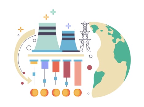 Power plants and stations energy generation chart vector