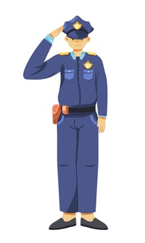 Detective saluting with hand gesture, policeman vector