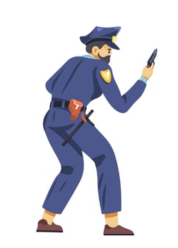 Armed officer, policeman with gun on operations vector