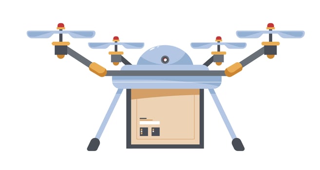 Drone with package, automated delivery system vector