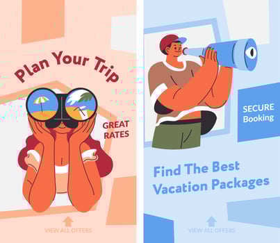Plan your trip, find best vacation package banner vector