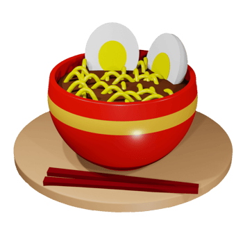 egg noodle illustration in 3d style. png