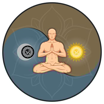 Vector design of man doing yoga