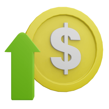 3D Coin Dollar with Up Arrow Illustration png