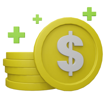 3D Coin Dollar with Plus Sign Illustration png