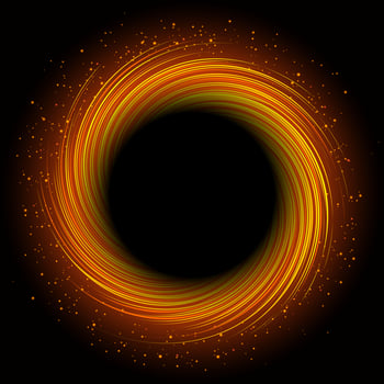 Abstract Gold Swirl Round With Black Hole, Vector Illustration