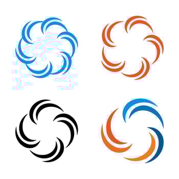 Orange, blue and black geometric logo symbol. Vector illustration of cloud icon.