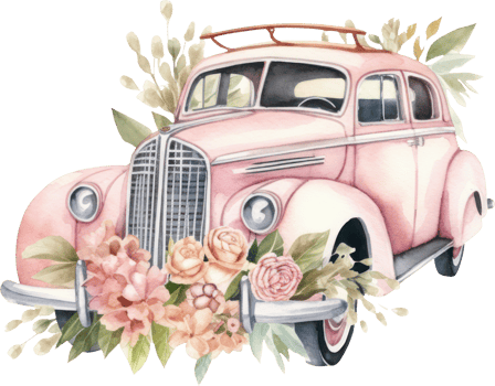Vintage Car Wedding Watercolor. png