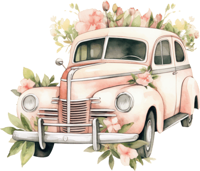 Vintage Car Wedding Watercolor. png