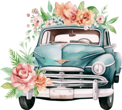 Vintage Car Wedding Watercolor. png