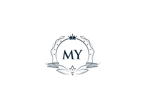 Monogram My Luxury Crown Logo, Creative Feminine My ym Logo Letter Icon Vector