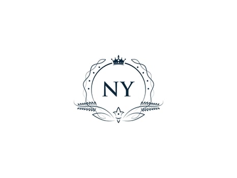 Minimalist Ny Feminine Logo Initial, Luxury Crown Ny yn Business Logo Design vector