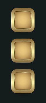 Groups of Three rectangle blank, button, banner, user interface in gold and premium for website UX,UI  vector concepts design