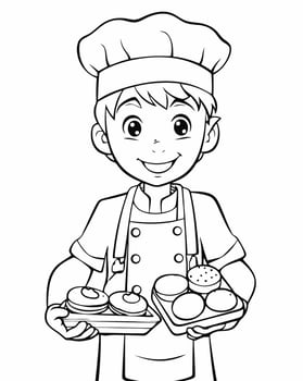 kid baker with food vector