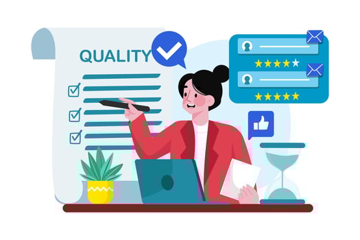 Quality control specialist implementing quality control processes for the team. vector