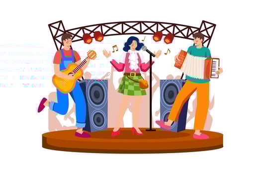 Music festival organizer planning entertainment and activities for festival-goers. vector