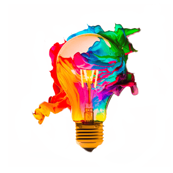 Illustration of colorful bulb with splash of colors png