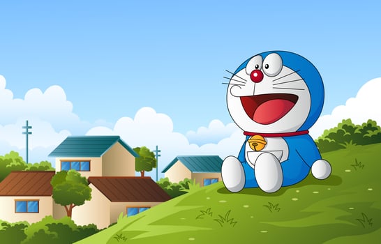 A Robo Cat Sitting on The Hill Concept vector