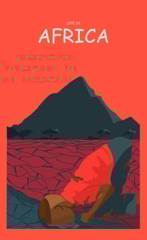 poster of hunger in Africa vector illustration
