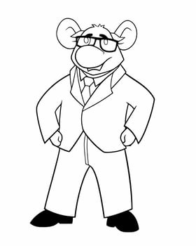 adult mouse in a suit vector