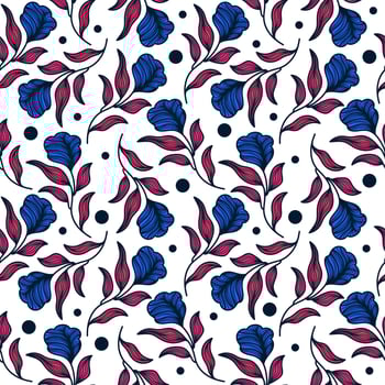 Exotic Seamless Flower Pattern with Vintage Style. Hand Drawn Floral Motif for Fashion, Wallpaper, Wrapping Paper, Background, Fabric, Textile, Apparel, and Card Design vector