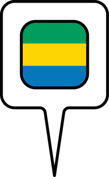 Gabon flag Map pointer icon, square design. png