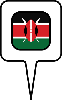 Kenya flag Map pointer icon, square design. png