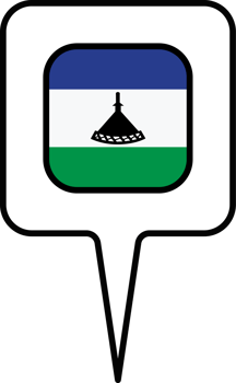 Lesotho flag Map pointer icon, square design. png