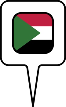 Sudan flag Map pointer icon, square design. png