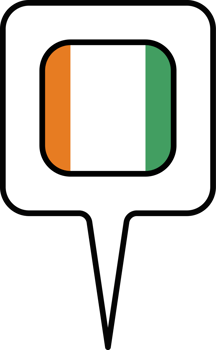 Cote d Ivoire flag Map pointer icon, square design. png