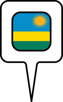 Rwanda flag Map pointer icon, square design. png