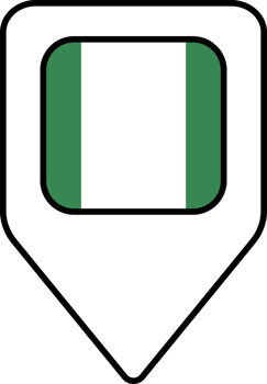 Nigeria flag map pin navigation icon, square design. png