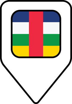 Central African flag map pin navigation icon, square design. png