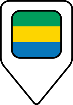 Gabon flag map pin navigation icon, square design. png